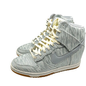 Nike Dunk Sky Hi Sneaker Wedge Women SZ 6.5 Premium Silver Sail 585560-101 2013
